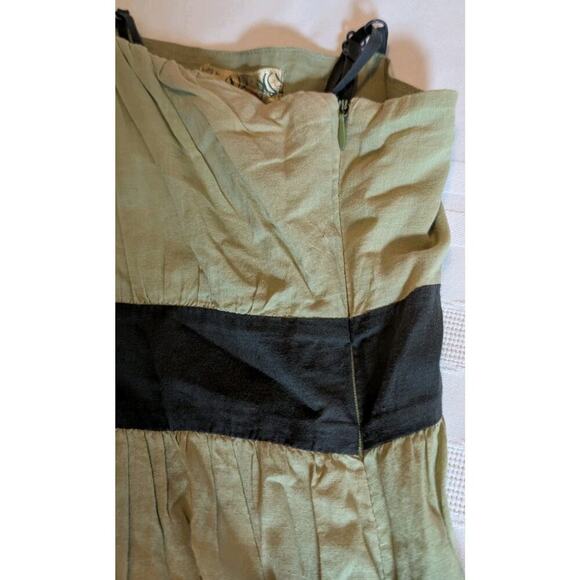 Criss Cross Sage Green & Black Lined Sleeveless Sundress, Size Small - Picture 9 of 11